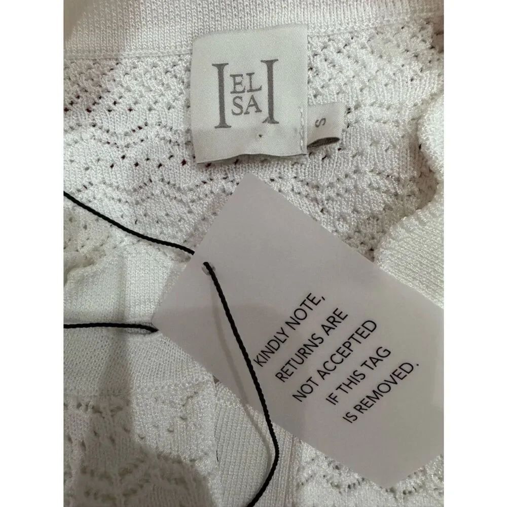 NWT HELSA Kaitltn Scalloped crochet Top in Ivory - Picture 11 of 16